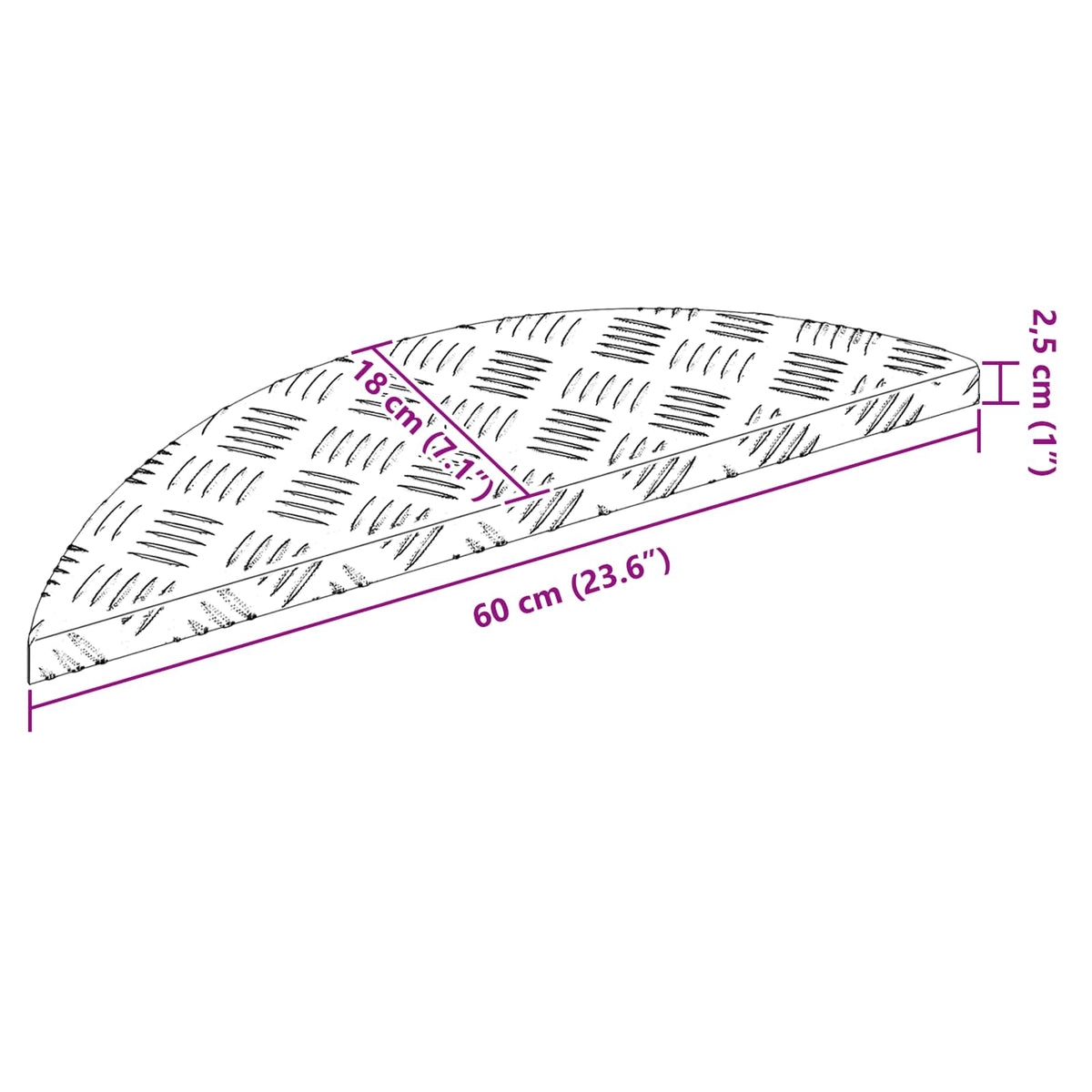 Trappe Tread 5 stk. 60 x 18 x 2,5 cm Sølv Aluminium Halvmåne