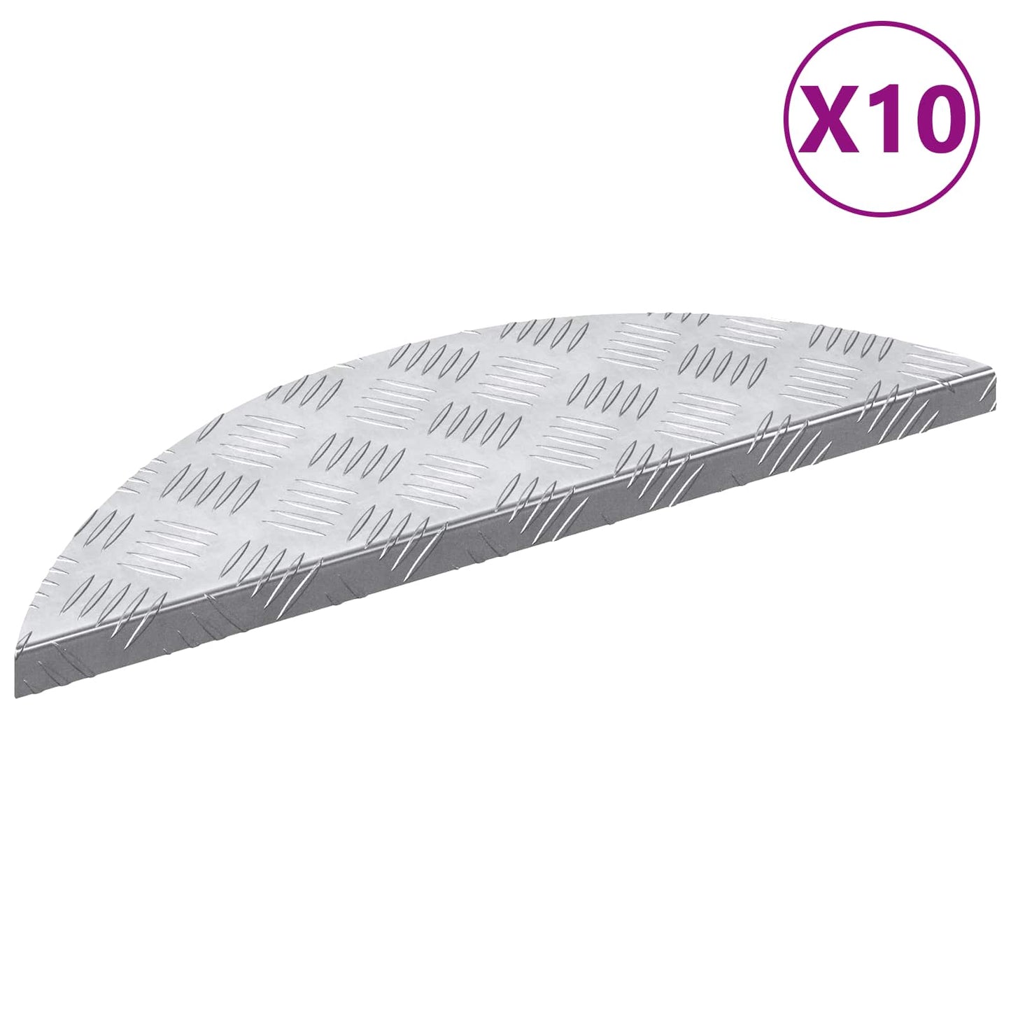 Trappe Tread 10 stk. 60 x 18 x 2,5 cm Sølv Aluminium Halvmåne