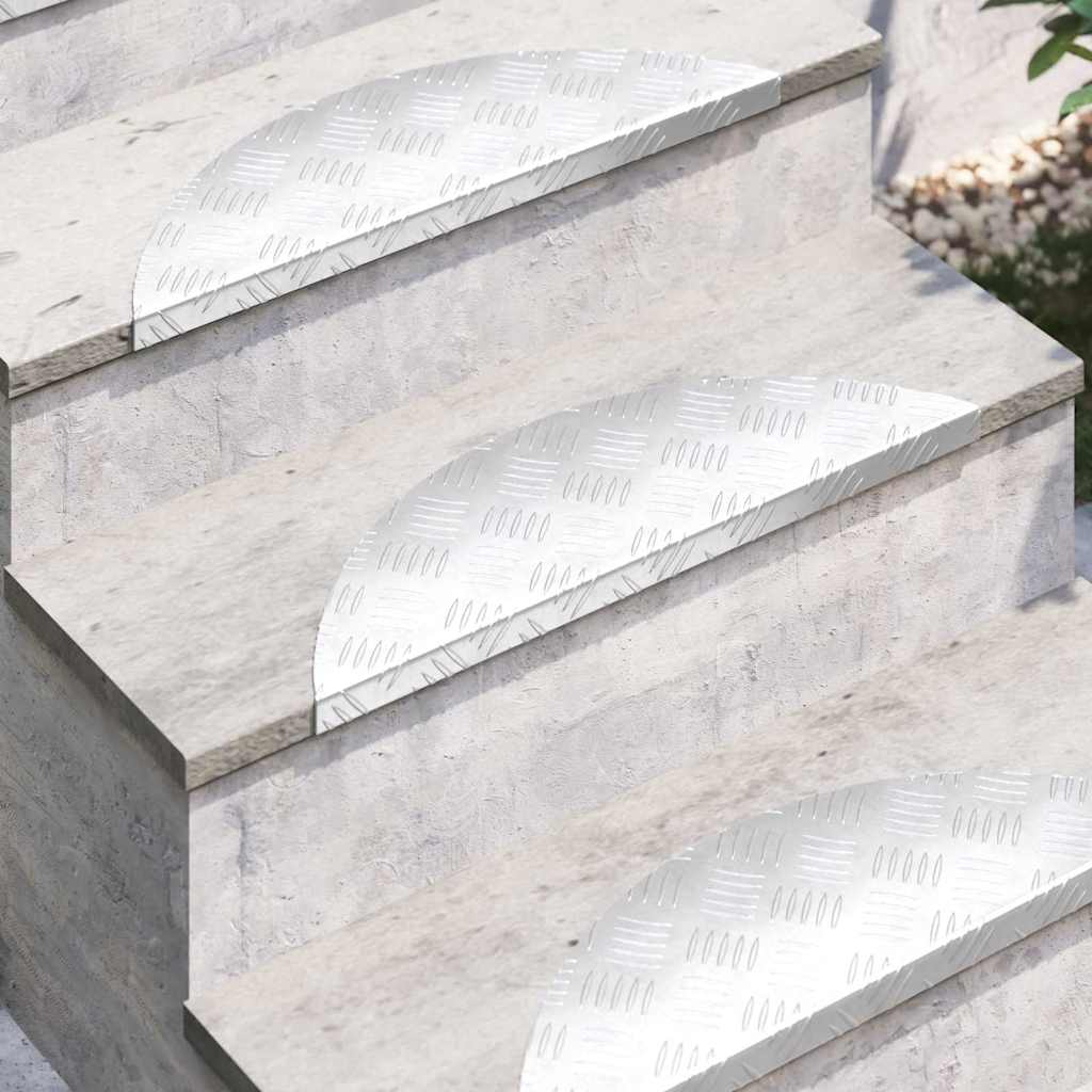 Trappe Tread 15 stk. 60 x 18 x 2,5 cm Sølv Aluminium Halvmåne