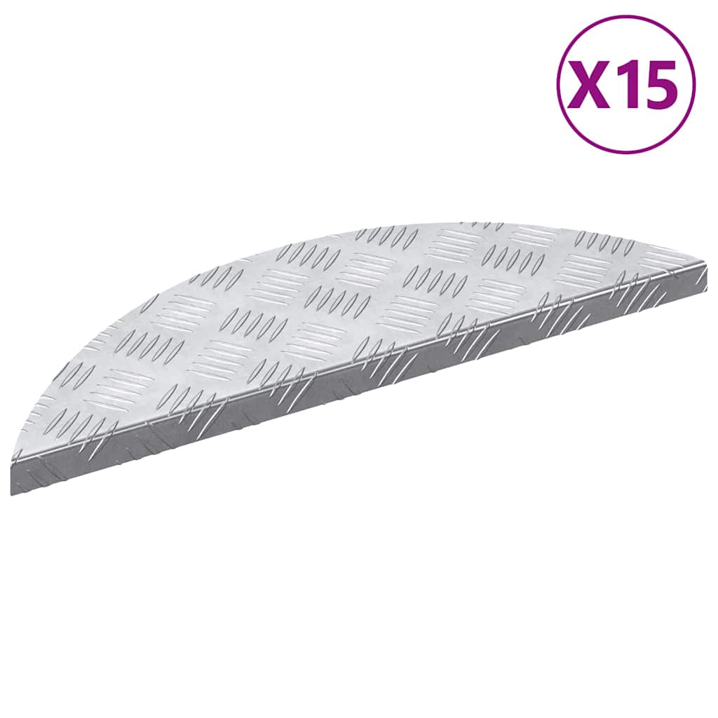 Trappe Tread 15 stk. 60 x 18 x 2,5 cm Sølv Aluminium Halvmåne
