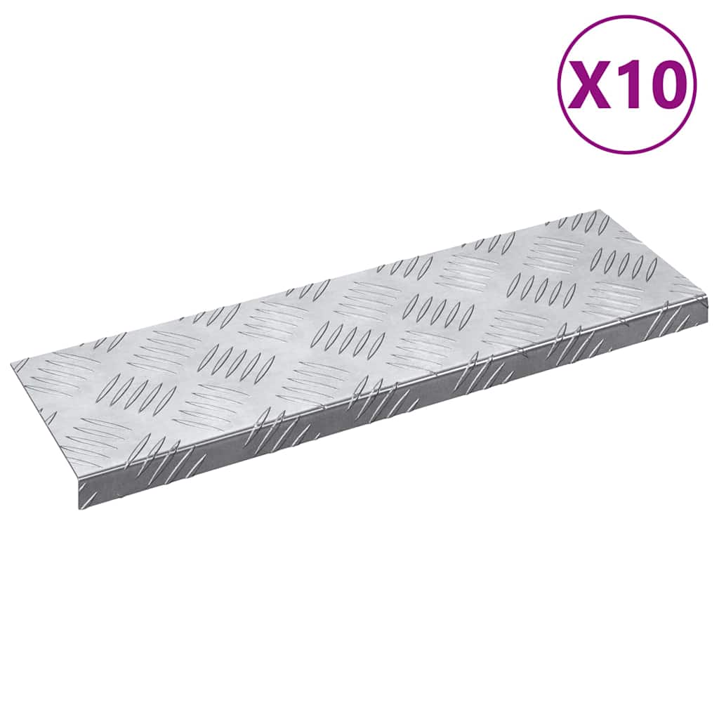 Trappe Tread 10 stk. 60 x 18 x 2,5 cm Sølv Aluminium
