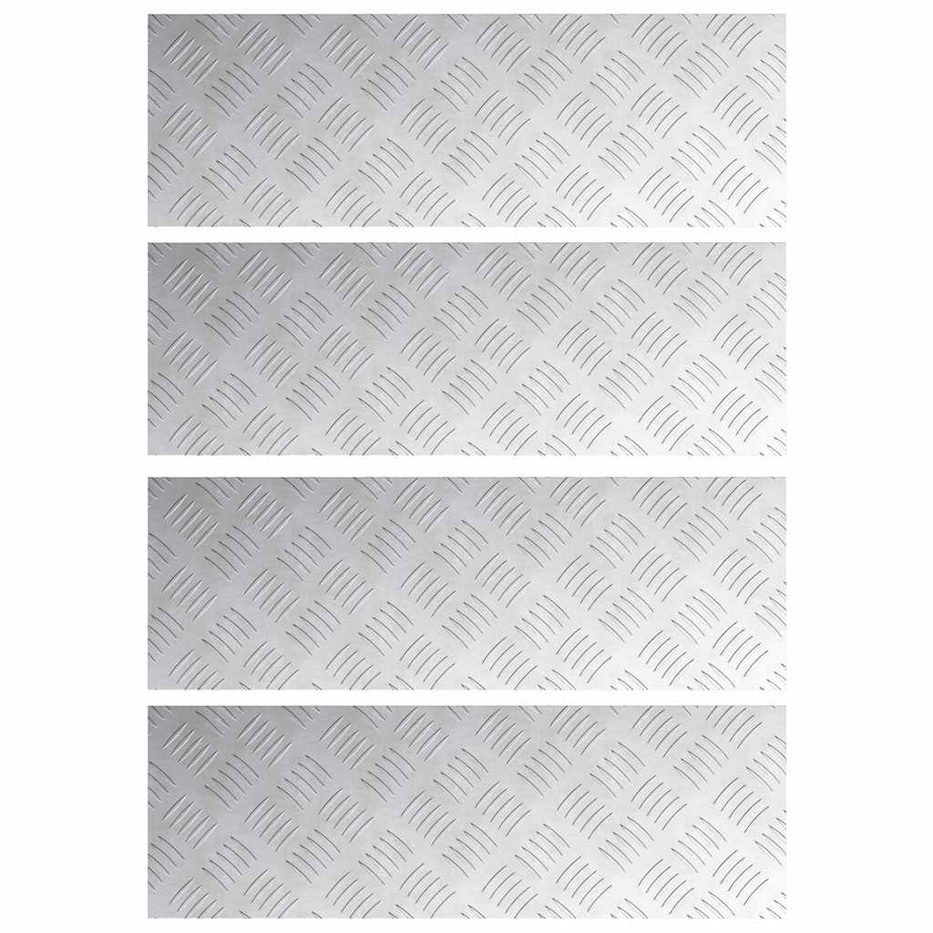 Trappe Tread 4 stk. 60 x 20 cm Sølv Aluminium Rektangulær
