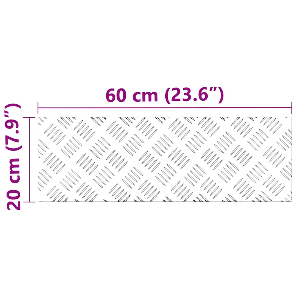 Trappe Tread 2 stk. 60 x 20 cm Sølv Aluminium Rektangulær