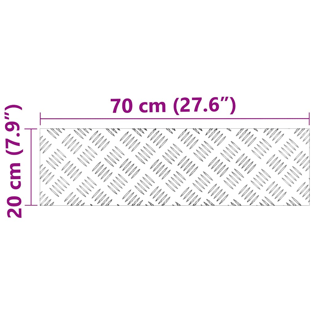 Trappe Tread 2 stk. 70 x 20 cm Sølv Aluminium Rektangulær