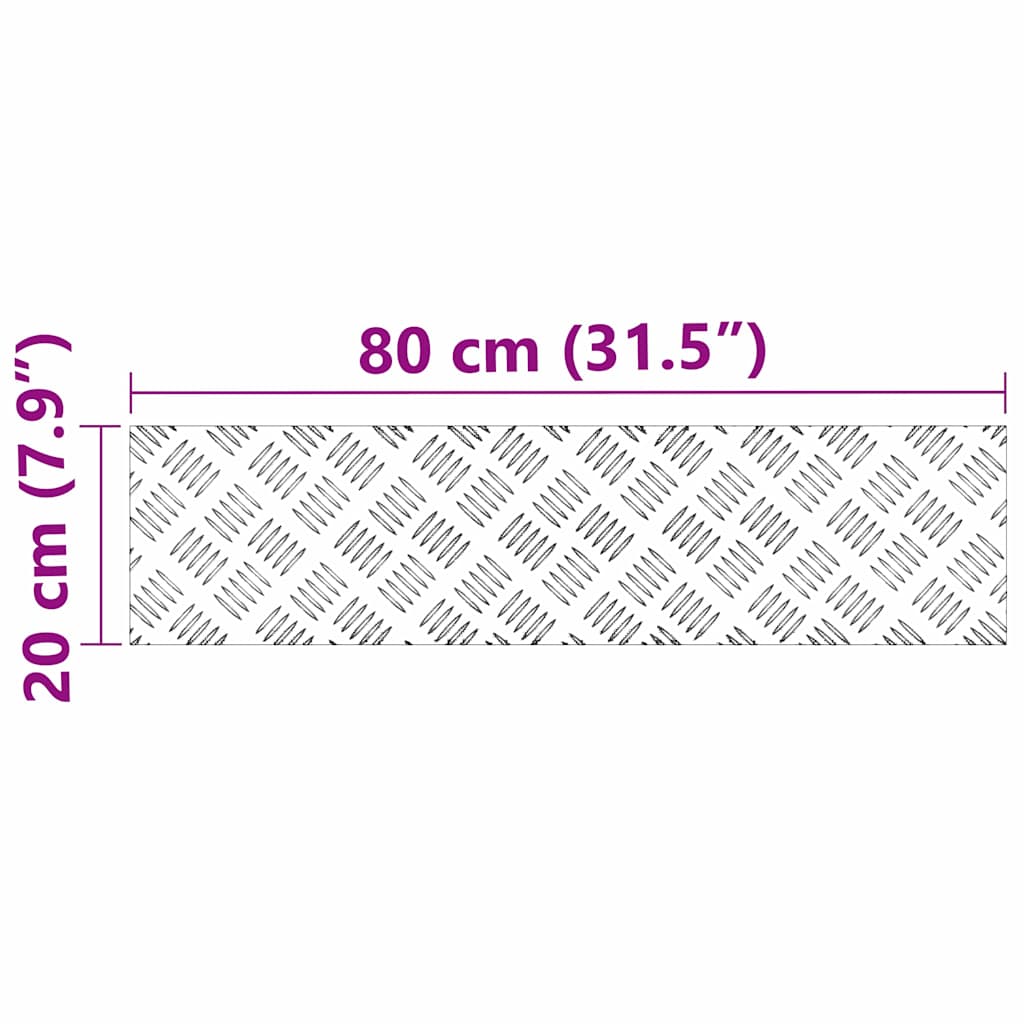 Trappe Tread 2 stk. 80 x 20 cm Sølv Aluminium Rektangulær