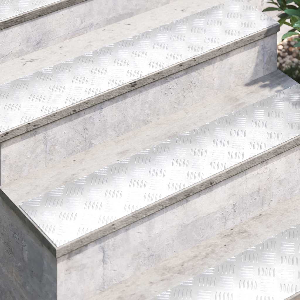 Trappe Tread 4 stk. 100 x 20 cm Sølv Aluminium Rektangulær