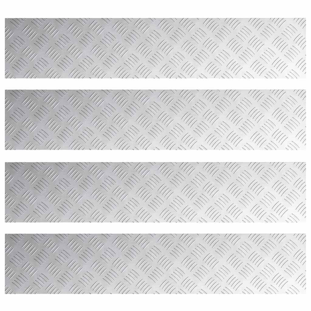 Trappe Tread 4 stk. 100 x 20 cm Sølv Aluminium Rektangulær