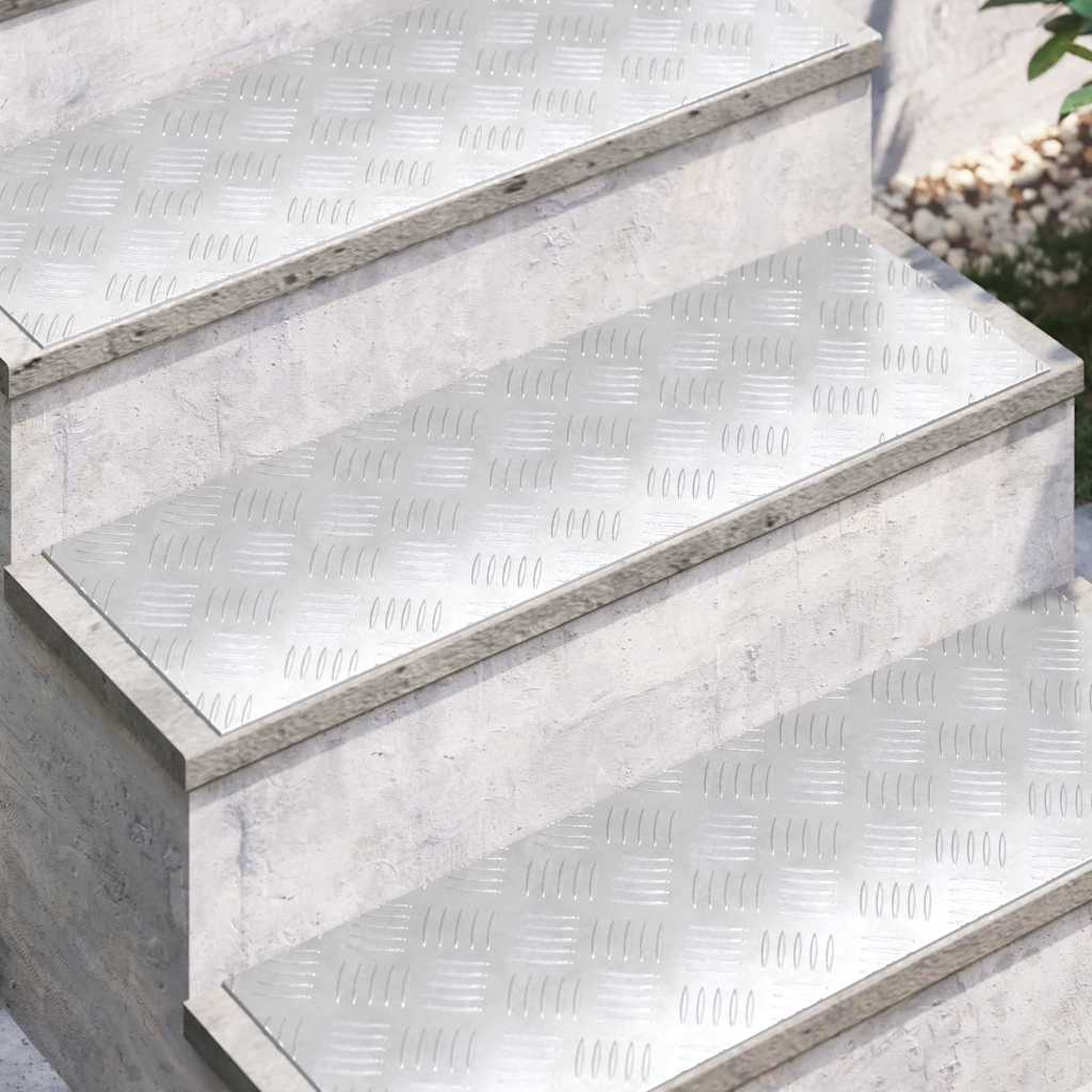 Trappe Tread 4 stk. 75 x 25 cm Sølv Aluminium Rektangulær