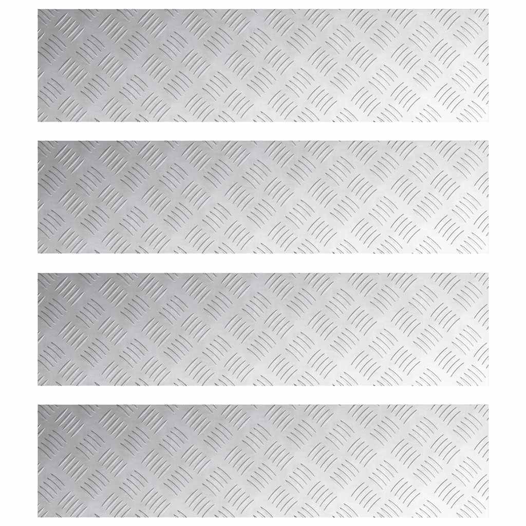 Trappe Tread 4 stk. 100 x 25 cm Sølv Aluminium Rektangulær