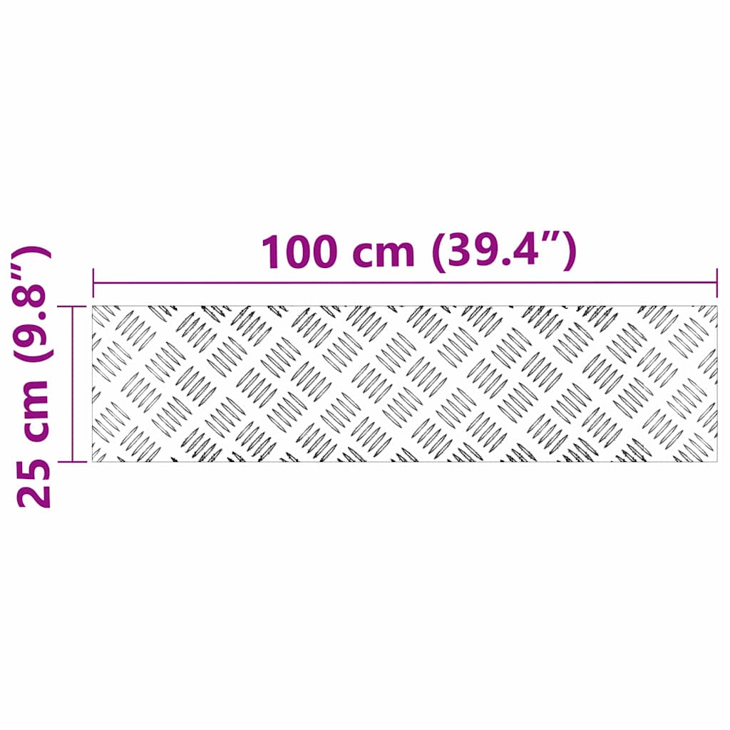 Trappe Tread 4 stk. 100 x 25 cm Sølv Aluminium Rektangulær
