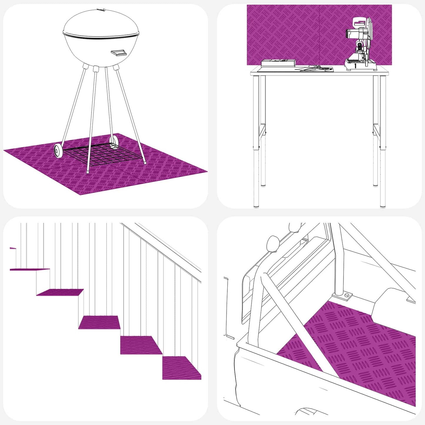 Trappe Tread 2 stk. 50 x 40 cm Sølv Aluminium Rektangulær