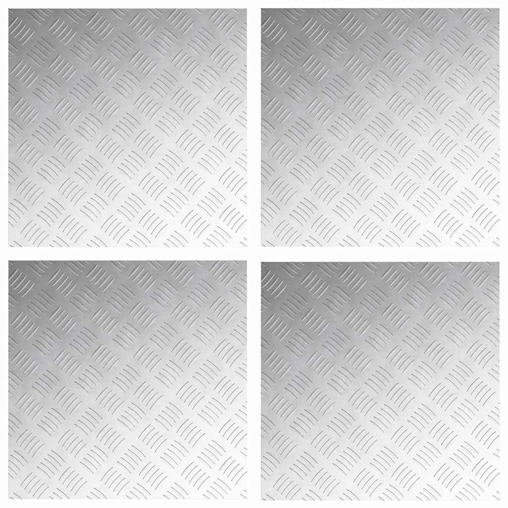 Trappe Tread 4 stk. 50 x 50 cm Sølv Aluminium Firkantet
