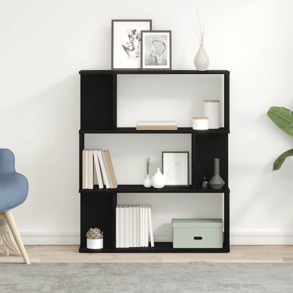 bogreol 80x24x96 cm konstrueret træ sort-eg