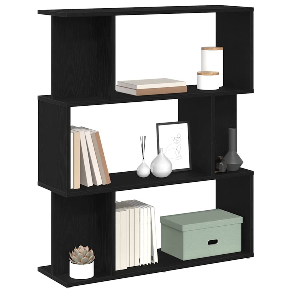bogreol 80x24x96 cm konstrueret træ sort-eg