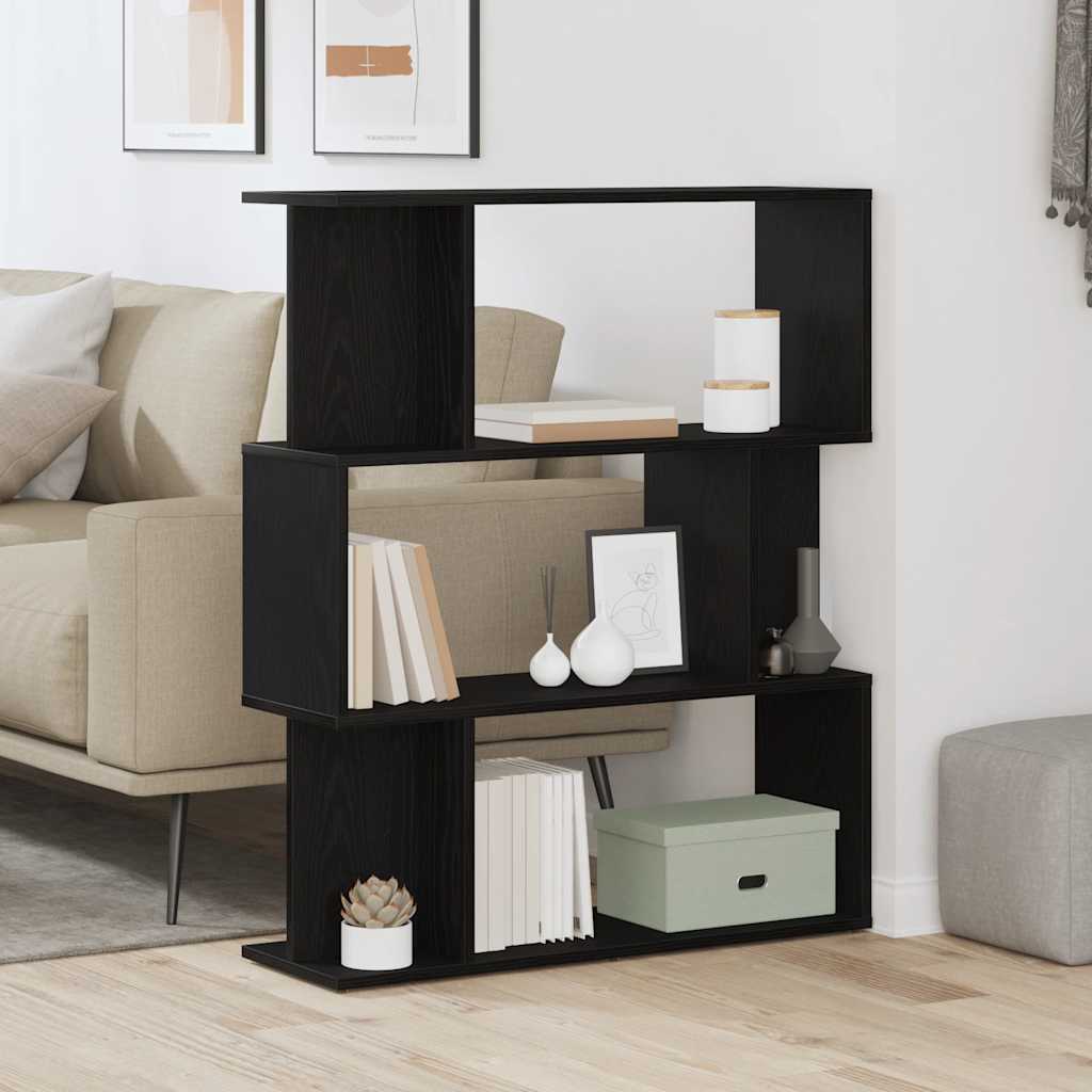 bogreol 80x24x96 cm konstrueret træ sort-eg