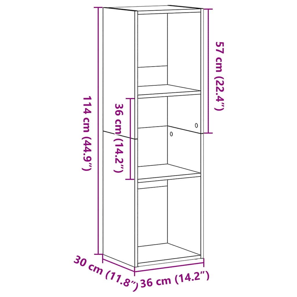 bogreol 36x30x114 cm konstrueret træ sort-eg