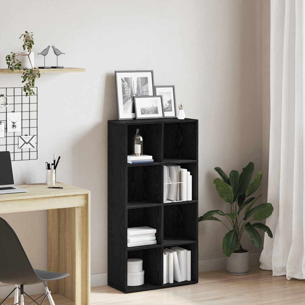 bogreol 66x30x130 cm konstrueret træ sort egetræsfarve