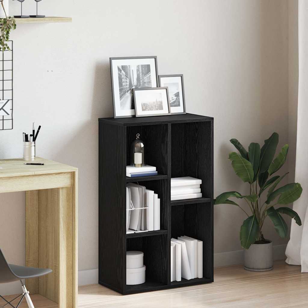 bogreol 50x25x80 cm konstrueret træ sort-eg