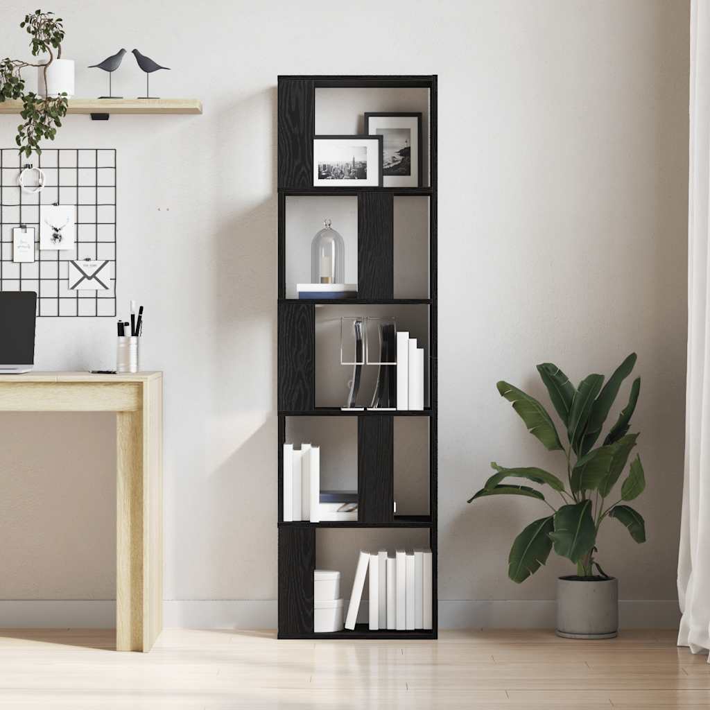bogreol/rumdeler 45x24x159 cm konstrueret træ sort-eg