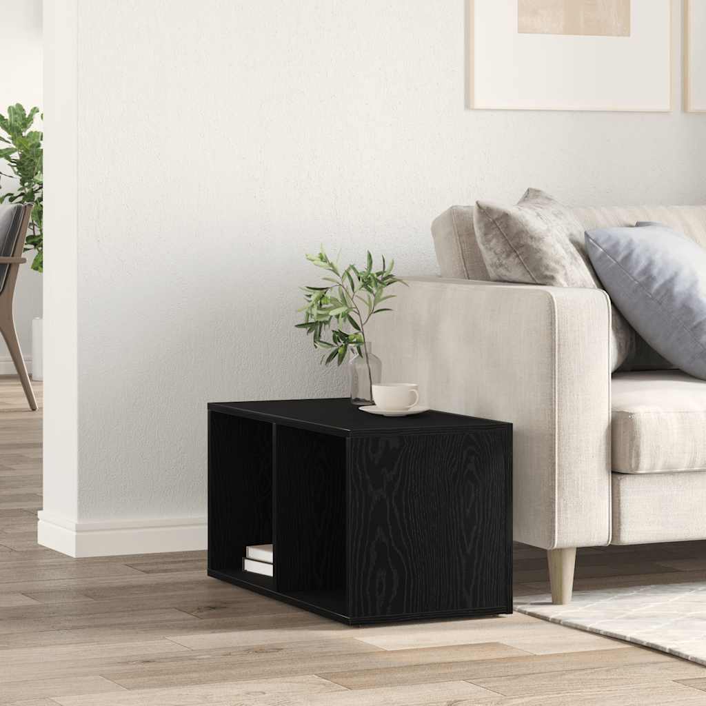 LP-opbevaringsboks 71x34x36 cm konstrueret træ sort-eg
