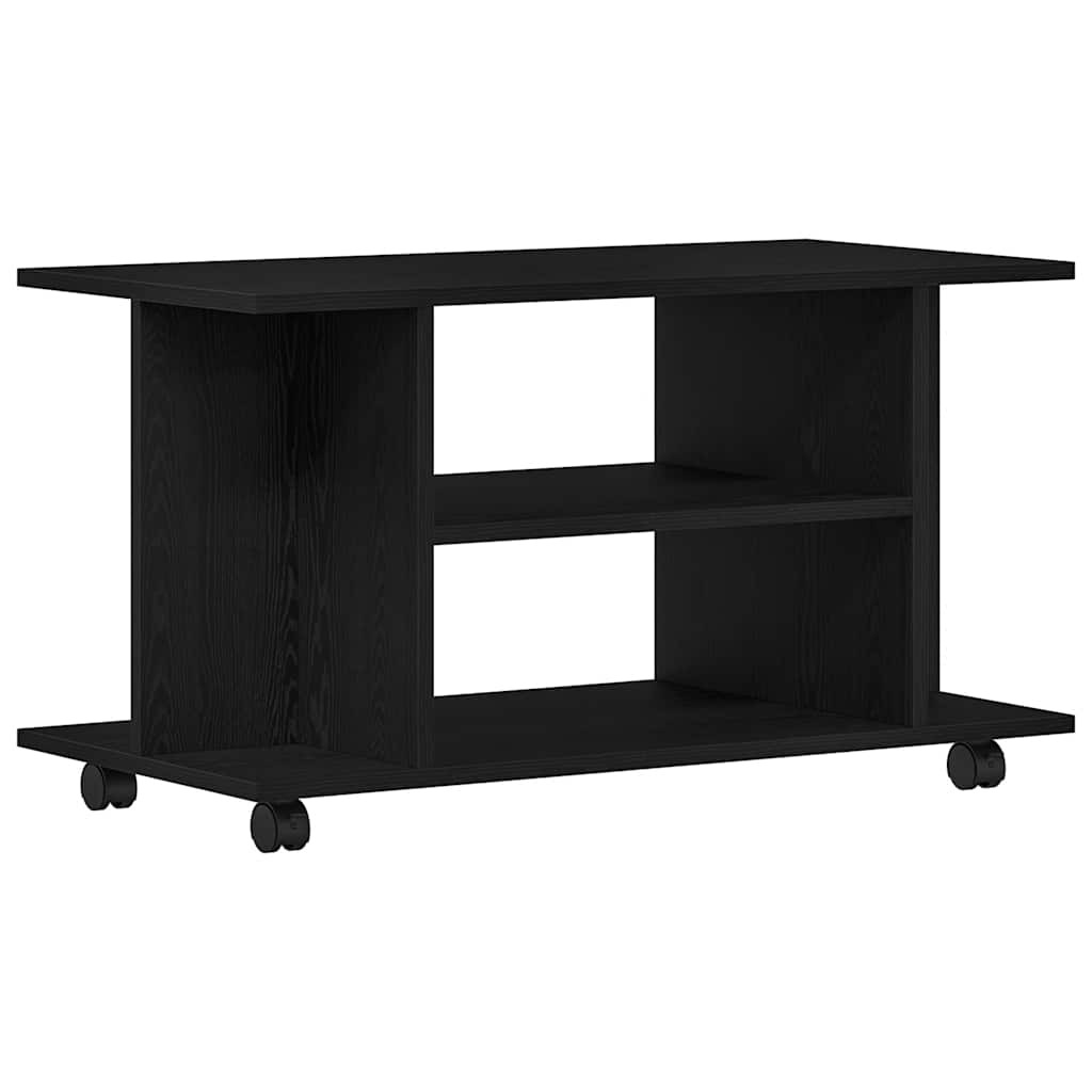 tv-skab med hjul 80x40x45 cm konstrueret træ sort-eg