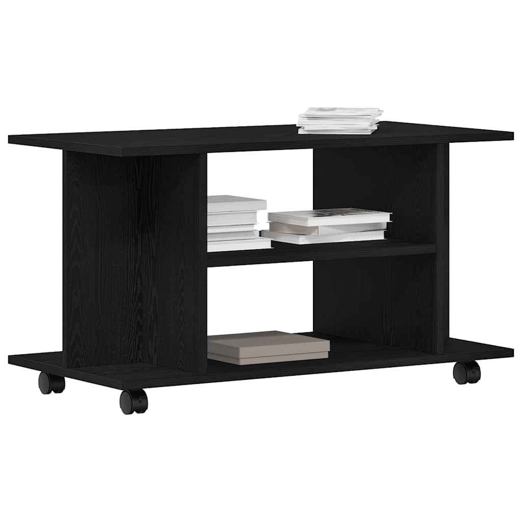 tv-skab med hjul 80x40x45 cm konstrueret træ sort-eg