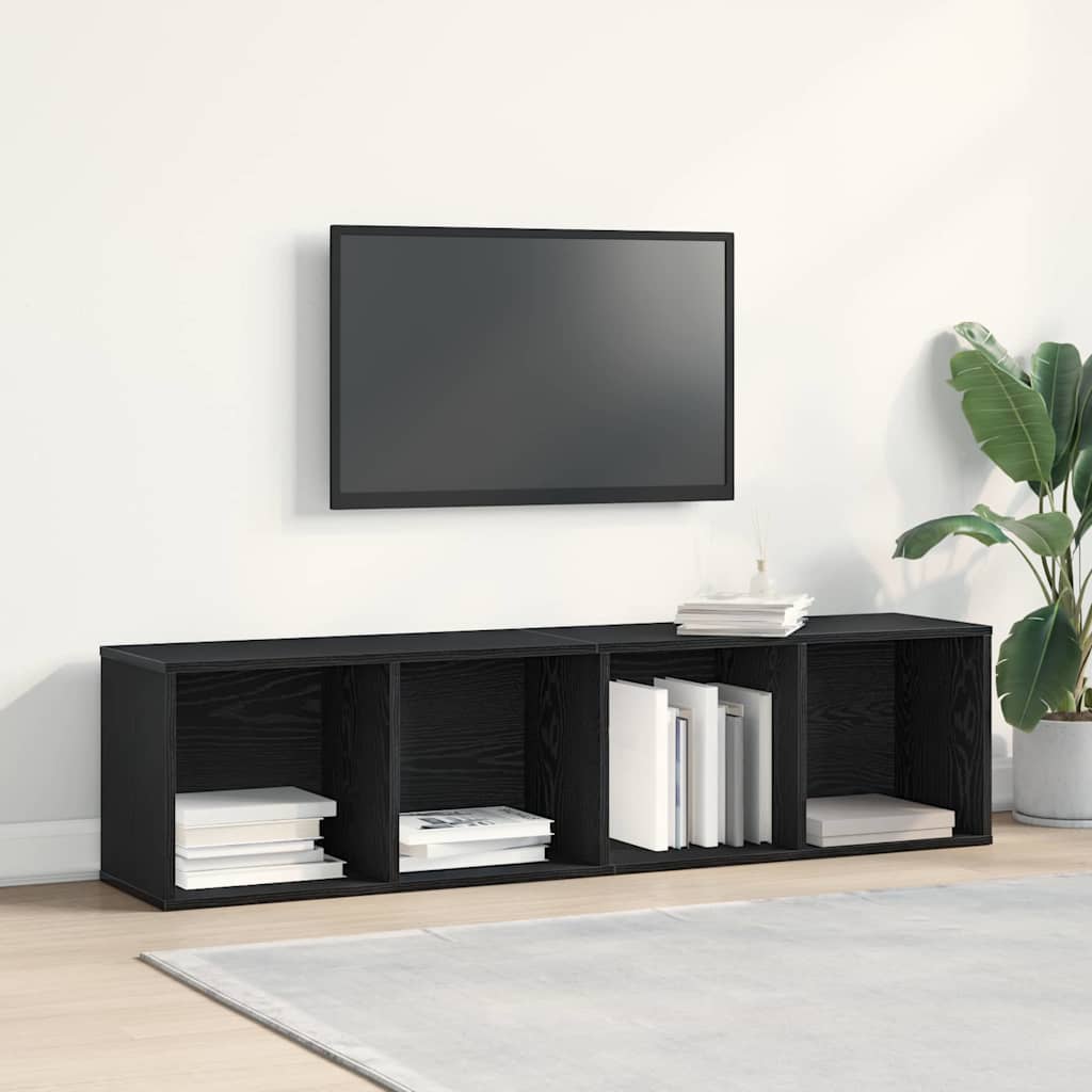 Bogskab Vægmonteret Sort eg 143 x 30 x 36 cm Konstrueret træ