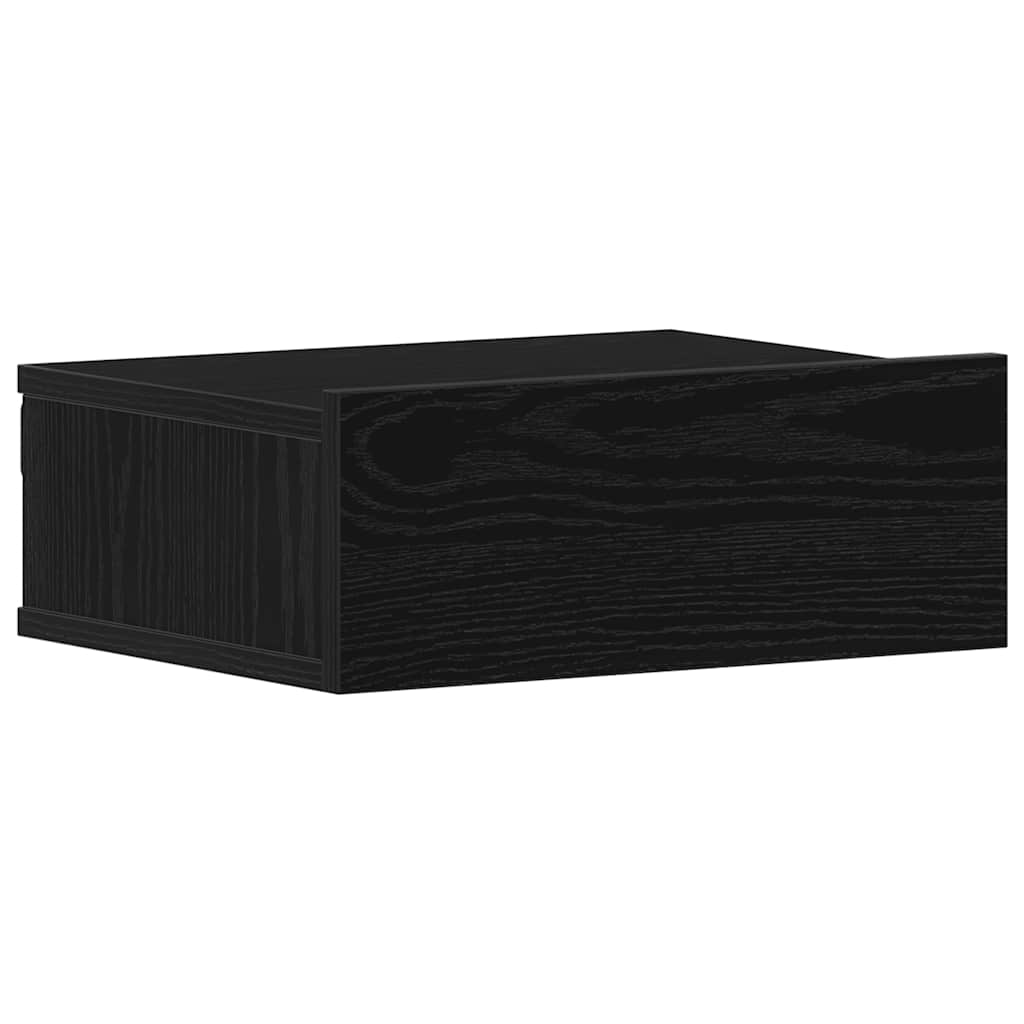 svævende natbord sort egetræ 40x32x15 cm konstrueret træ