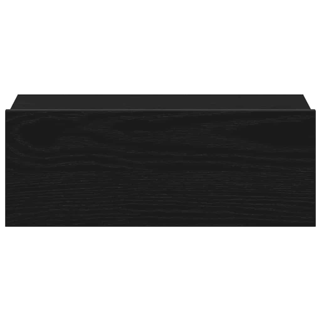 svævende natbord sort egetræ 40x32x15 cm konstrueret træ
