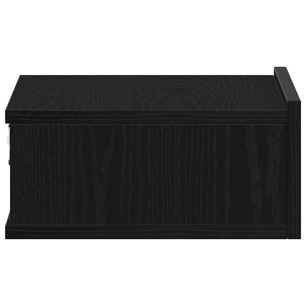 svævende natbord sort egetræ 40x32x15 cm konstrueret træ
