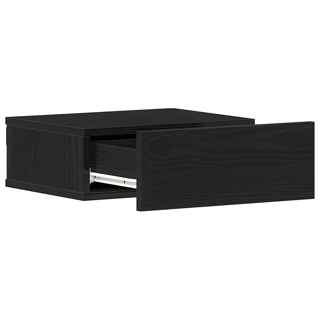 svævende natborde 2 stk. sort eg 40x32x15 cm konstrueret træ