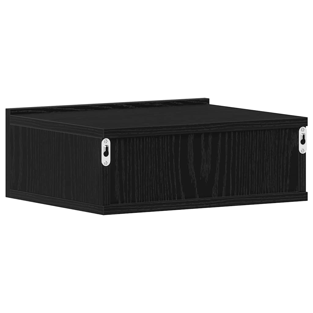 svævende natborde 2 stk. sort eg 40x32x15 cm konstrueret træ