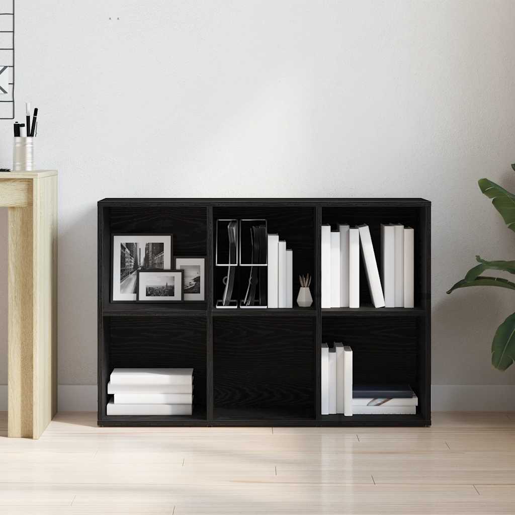 bogskab 66x30x98 cm konstrueret træ sort egetræsfarve