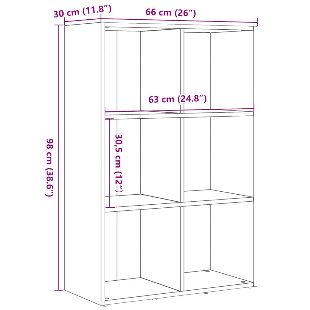 bogskab 66x30x98 cm konstrueret træ sort egetræsfarve
