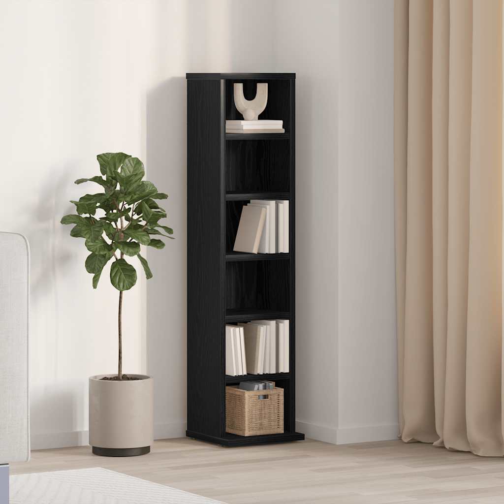 cd-reol 21x20x88 cm konstrueret træ sort-eg