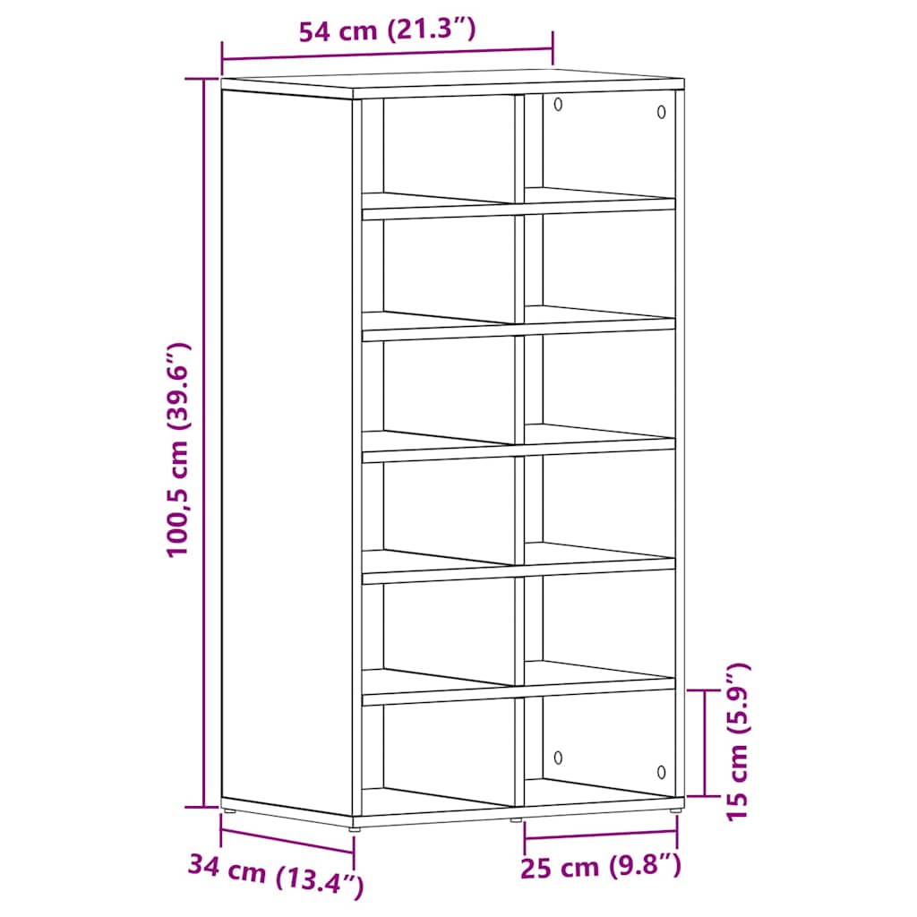 skoreol 54x34x100,5 cm konstrueret træ sort egetræsfarve