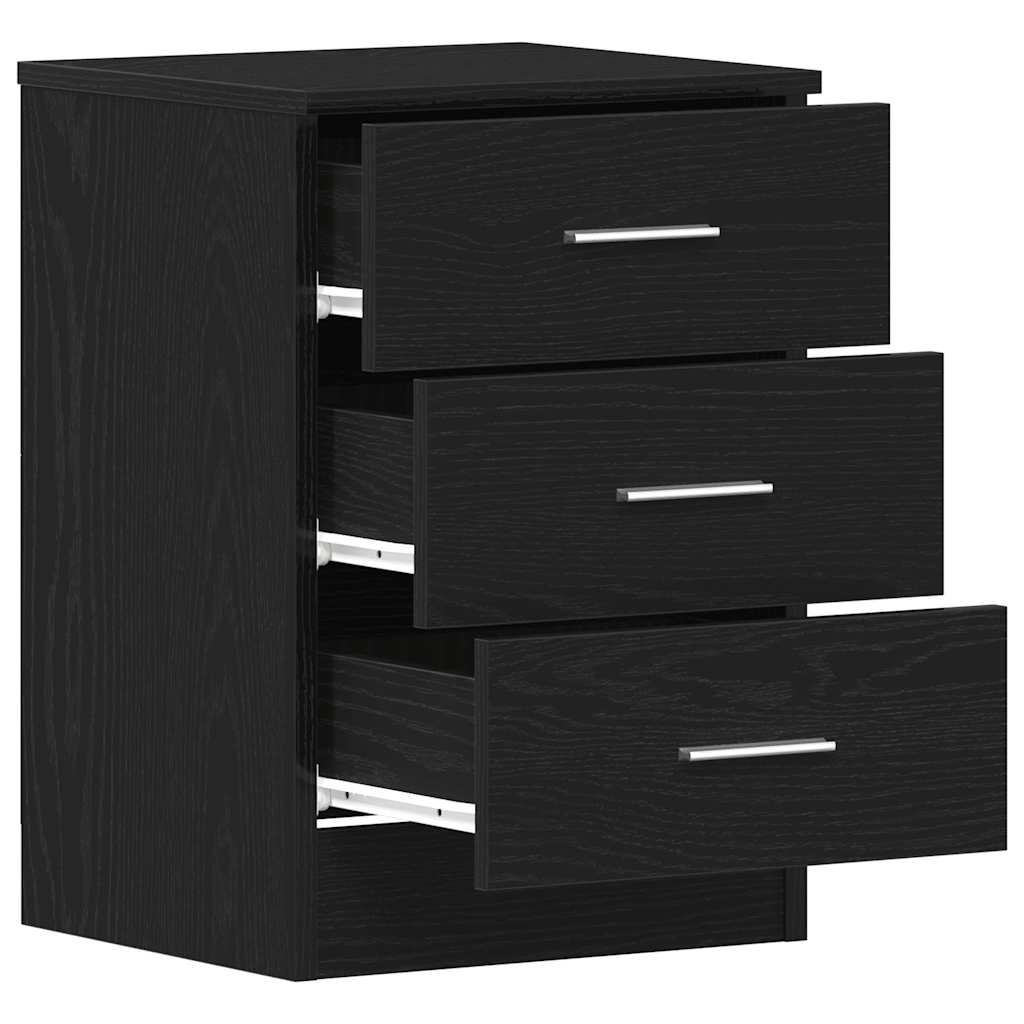 sengebord sort egetræ 38x35x55 cm konstrueret træ