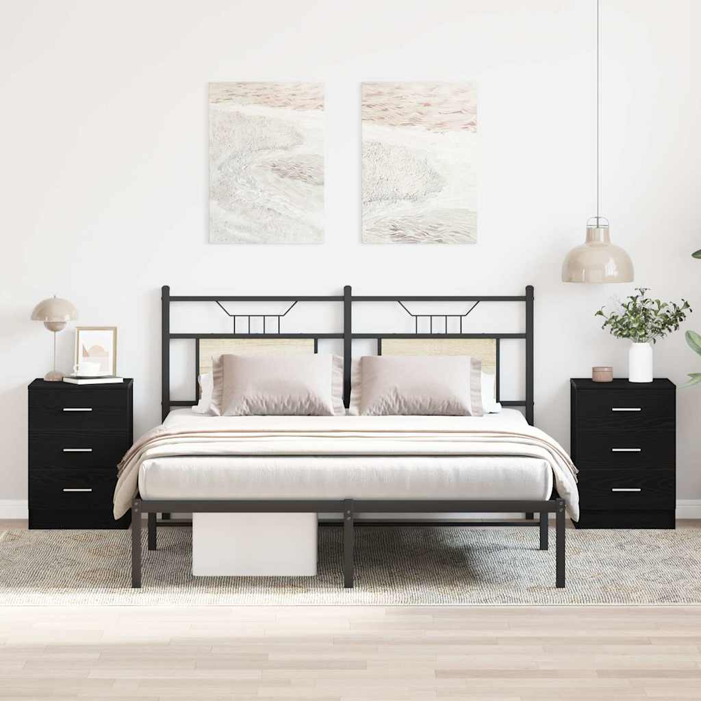 sengeborde 2 stk. sort eg 38x35x55 cm konstrueret træ