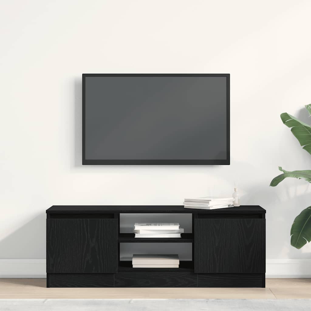 tv-bord 102x30x36 cm konstrueret træ sort egetræsfarve