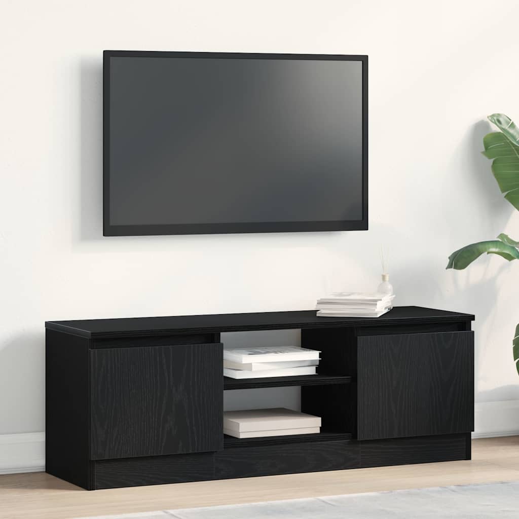 tv-bord 102x30x36 cm konstrueret træ sort egetræsfarve