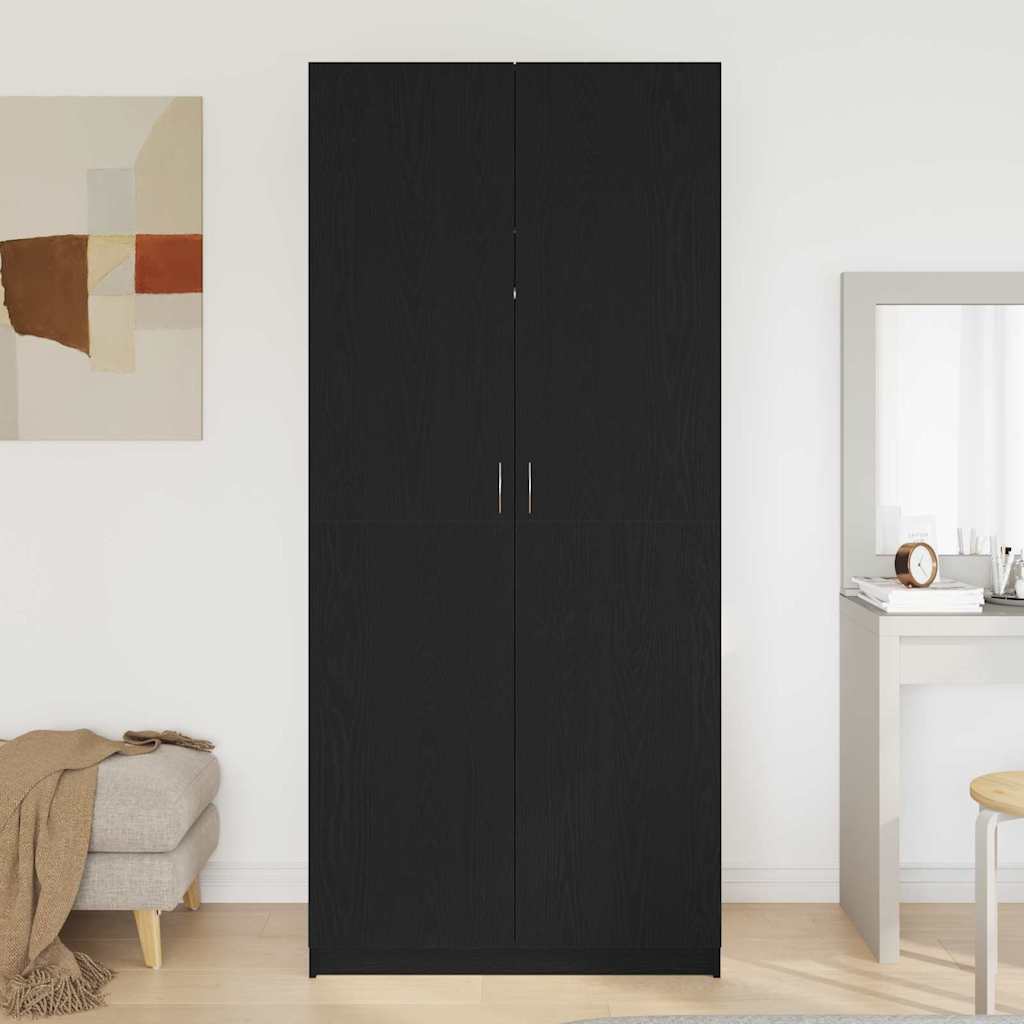 Garderobeskab Sort eg 90 x 52 x 200 cm Konstrueret træ