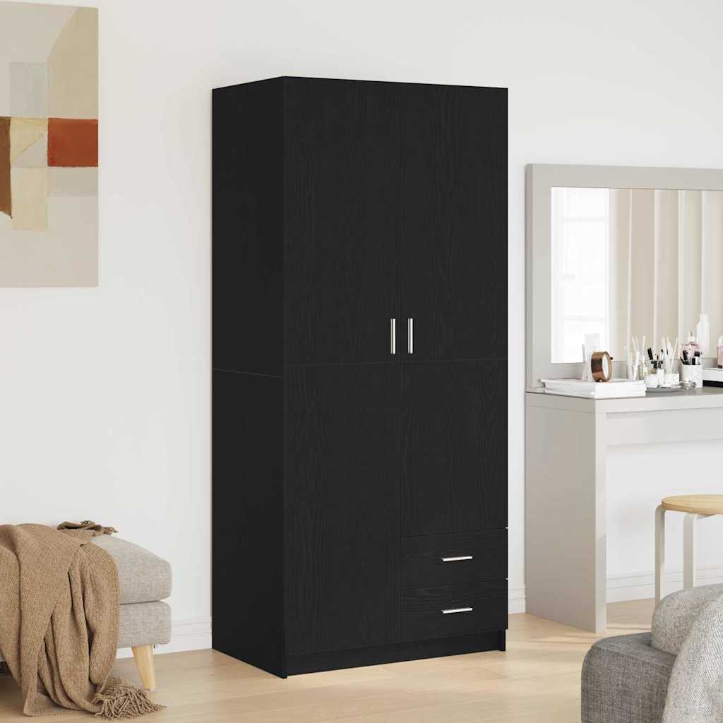 Garderobeskab Sort eg 80 x 52 x 180 cm Konstrueret træ