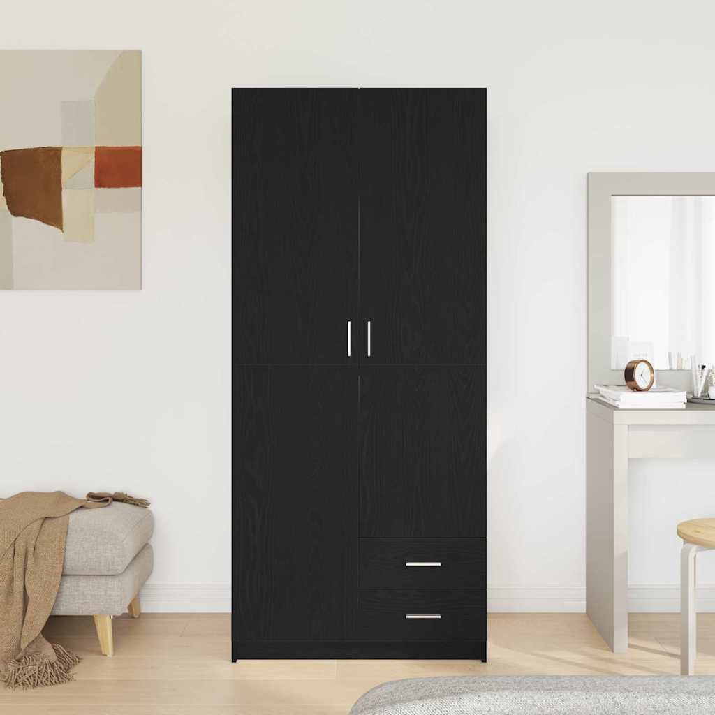 Garderobeskab Sort eg 80 x 52 x 180 cm Konstrueret træ