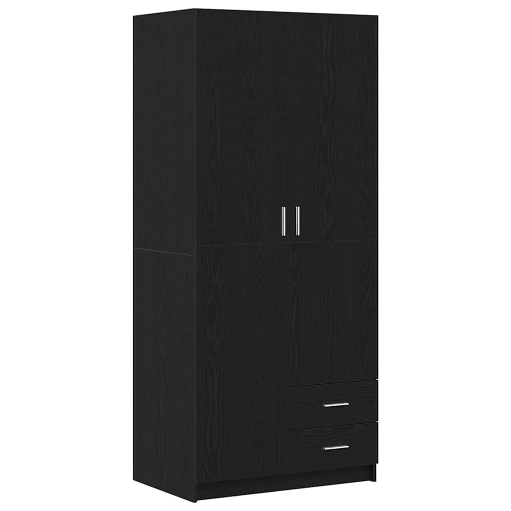 Garderobeskab Sort eg 80 x 52 x 180 cm Konstrueret træ