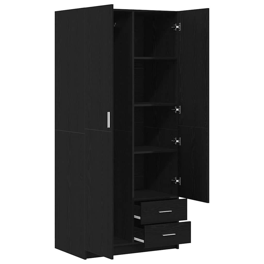 Garderobeskab Sort eg 80 x 52 x 180 cm Konstrueret træ