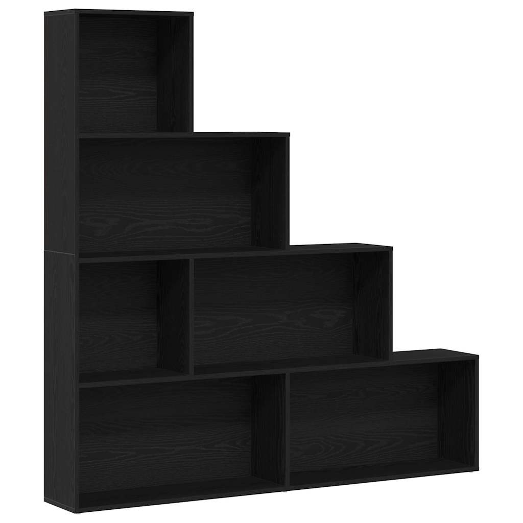 Bogskab 6 niveauer 155 x 24 x 160 cm Konstrueret træ Sort eg