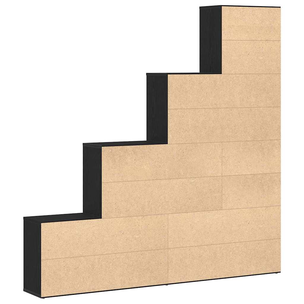 Bogskab 6 niveauer 155 x 24 x 160 cm Konstrueret træ Sort eg