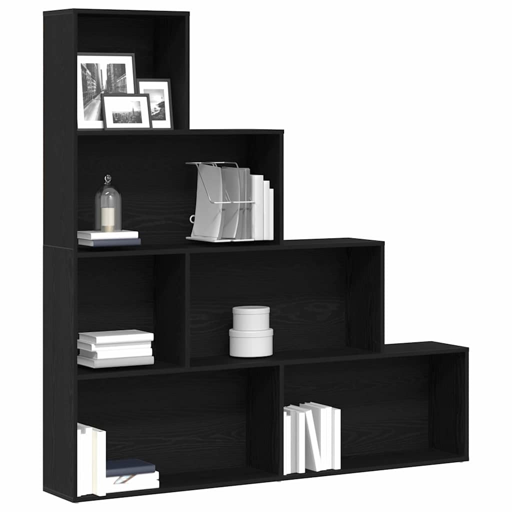 Bogskab 6 niveauer 155 x 24 x 160 cm Konstrueret træ Sort eg