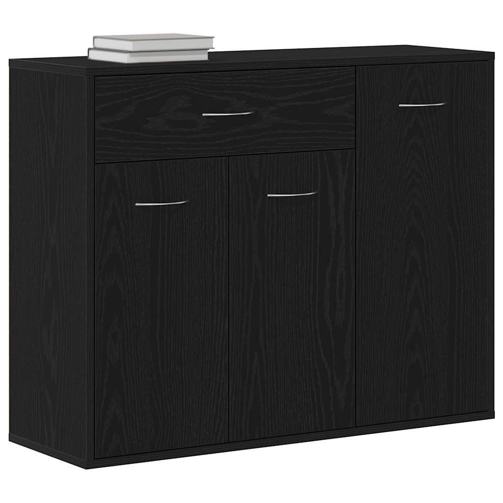 skænk sort egetræ 88x30x70 cm konstrueret træ