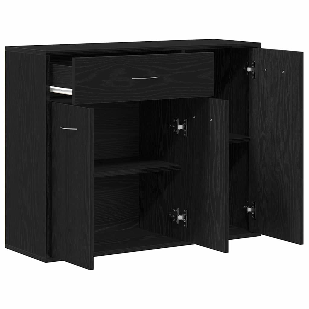 skænk sort egetræ 88x30x70 cm konstrueret træ